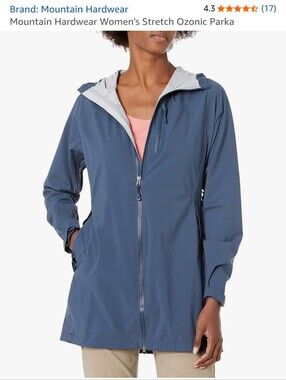 Mountain Hardwear Women's Blue Rain Jacket XS Stretch Ozonic Parka Waterproof